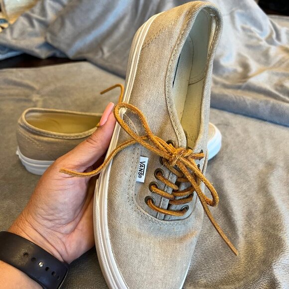 Women's Tan Canvas Vans with leather laces, Size 9 - Picture 2 of 7